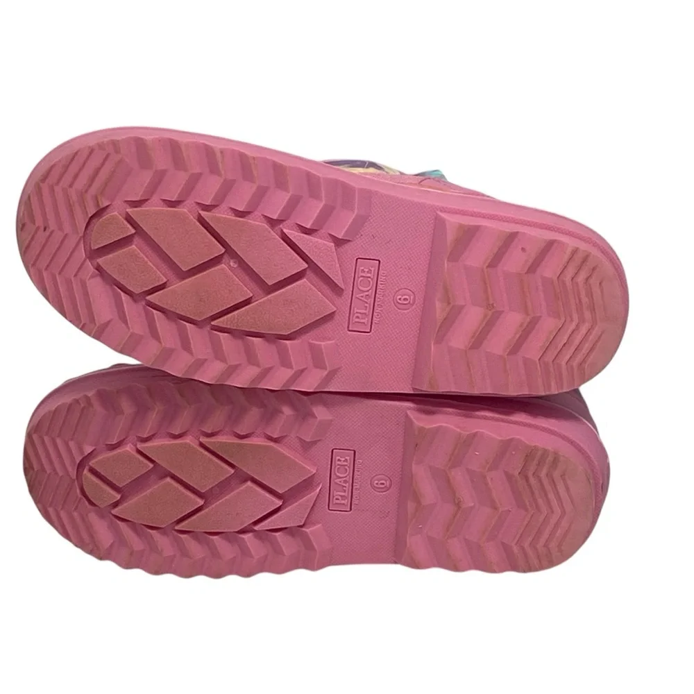 Girls’ Sherbet Rainbow Pink Winter Snow Boots - Like New - Size 6